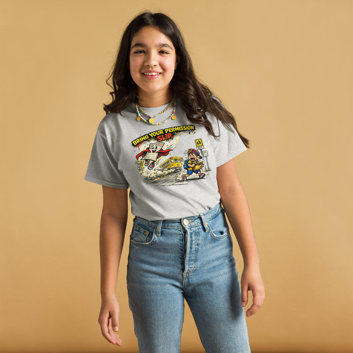 Permission Slip Kids Graphic Tee — front view