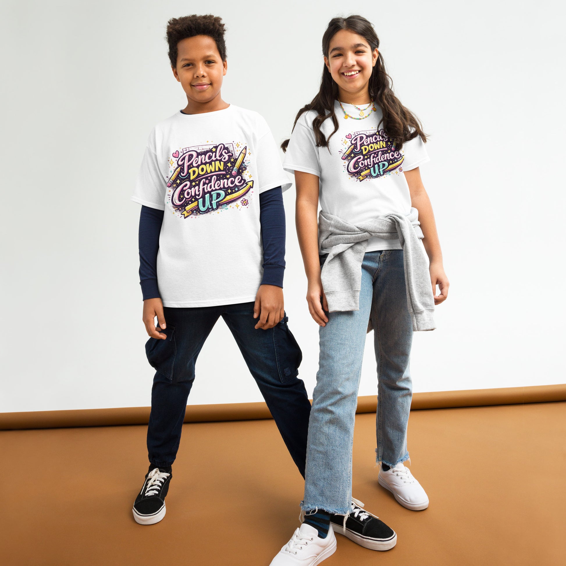 Pencils Down Confidence Up Kids T-Shirt by 7 Stage Streetwear