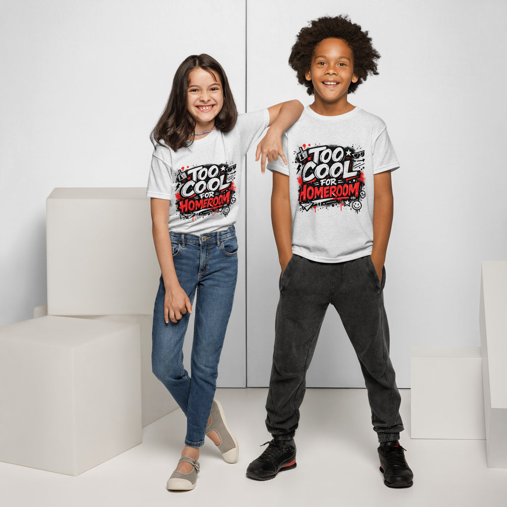 Too Cool For Homeroom Kids T-Shirt graphic tee in ash — front view