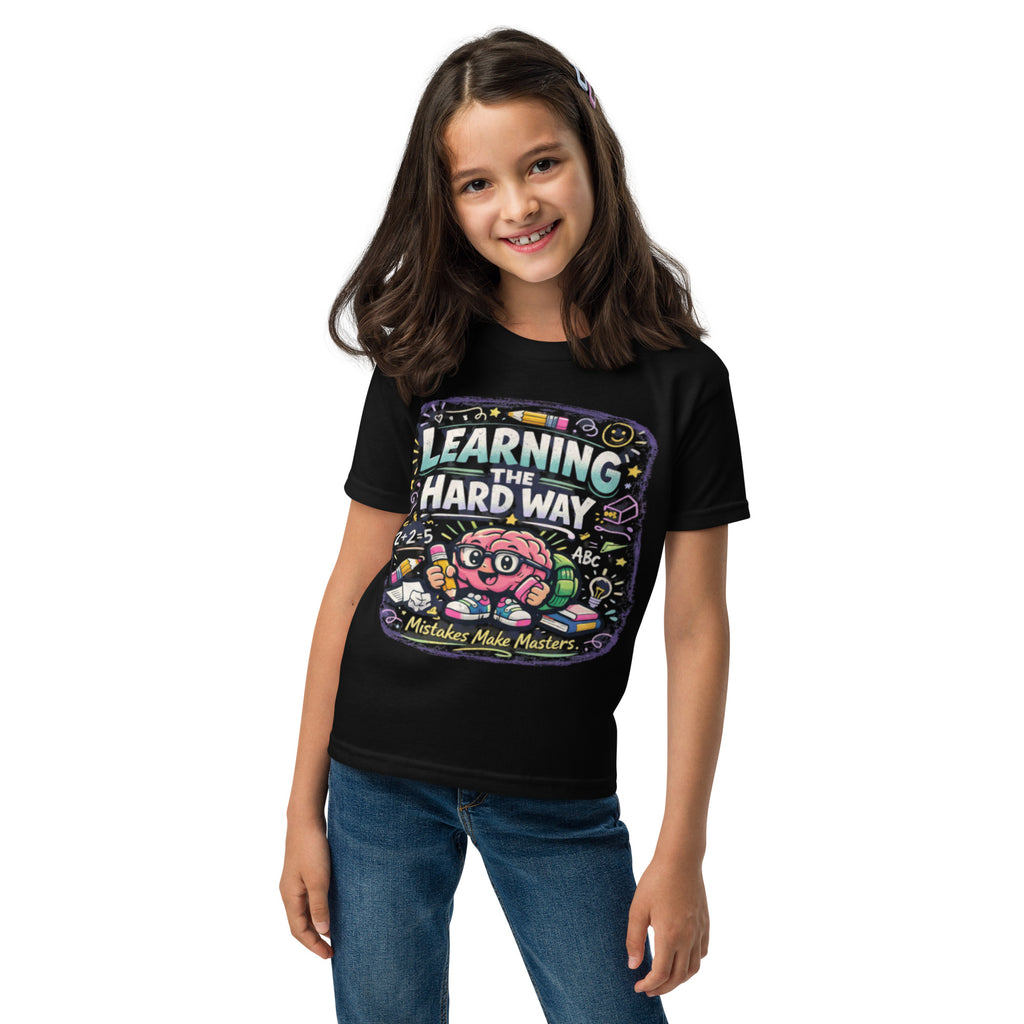 Learning The Hard Way Kids graphic t-shirt in black