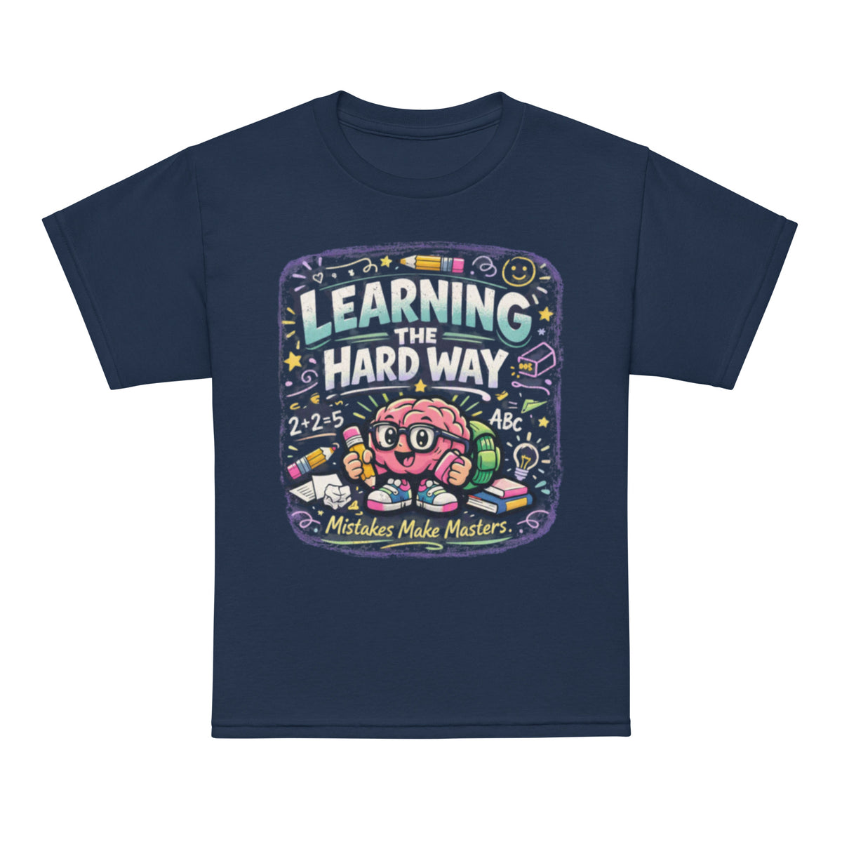 Learning The Hard Way Kids graphic t-shirt in navy